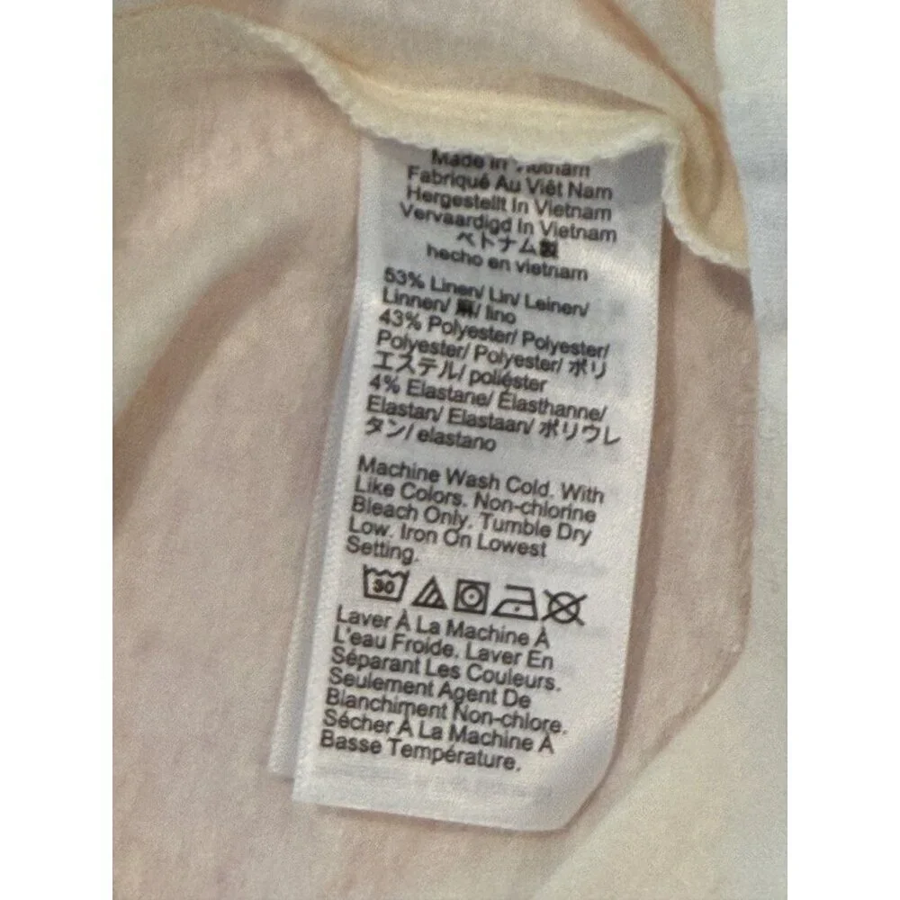J. Crew Woman's Henley Tank Top Ivory Buttons Stretch Linen Size S NWT